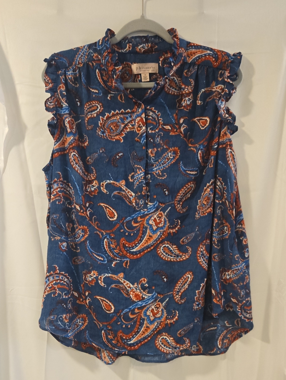 Philosophy Woman Republic Clothing Paisley Ruffle Sleeve Top 1X